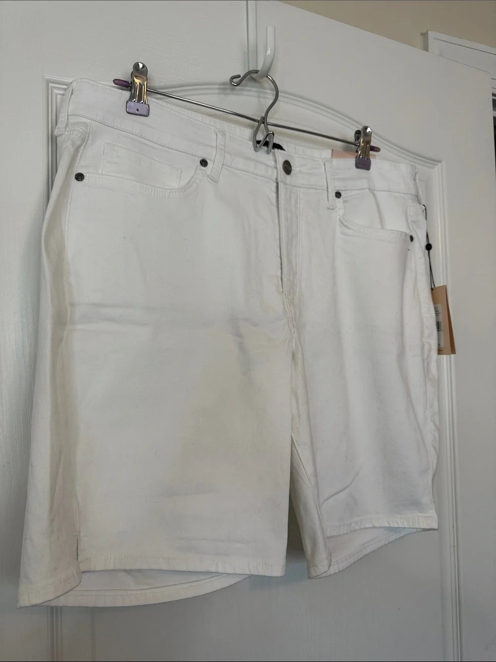 NYDJ Ella Shorts with Side Slits Optic White Size 14W
